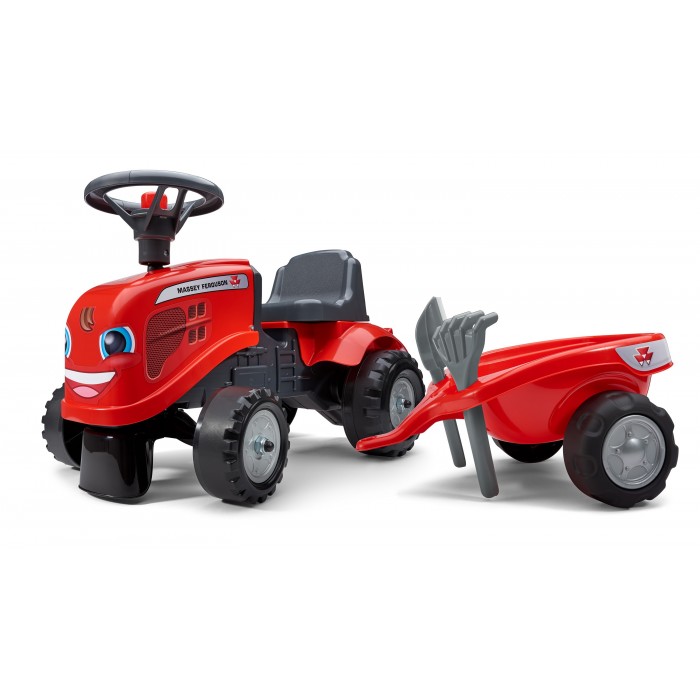 Falk Massey Ferguson Tractor with Trailer, Rake and Shovel, 2 sets of stickers, Ride-on and Push-along +1.5 years FA241C