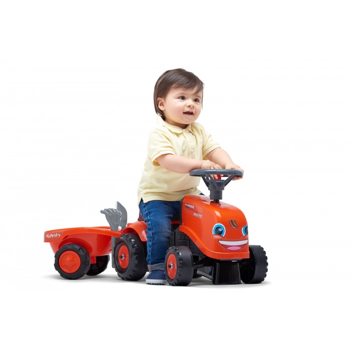 Falk Kubota Tractor with Trailer, Rake and Shovel, 2 sets of stickers, Ride-on and Push-along +1.5 years FA260C