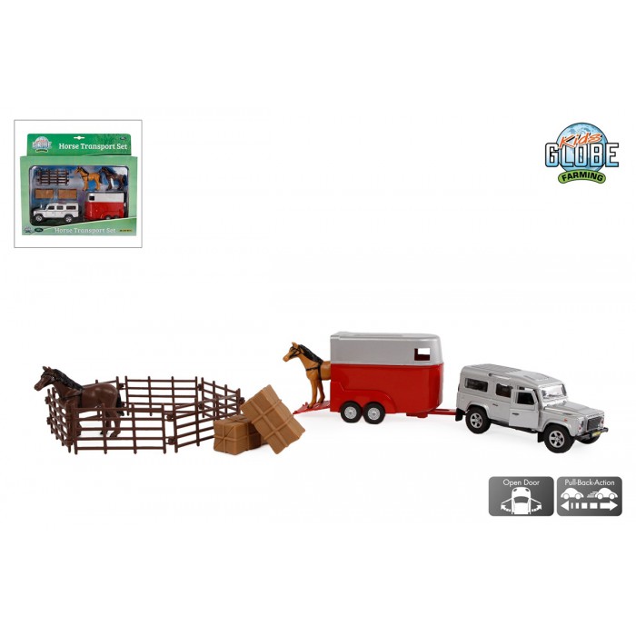 Kids Globe 1:32 Scale Diecast Land Rover Defender with Trailer and Accessories KG520213