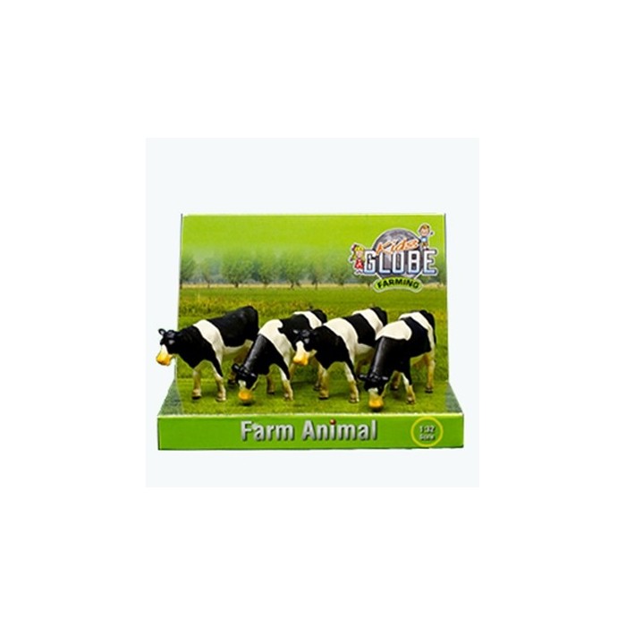 Kids Globe 1:50 Scale 4 Piece Standing Black and White Cow Set KG571967