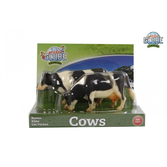 Kids Globe 1:32 Scale 2 Piece Standing Black and White Cow Set KG571873