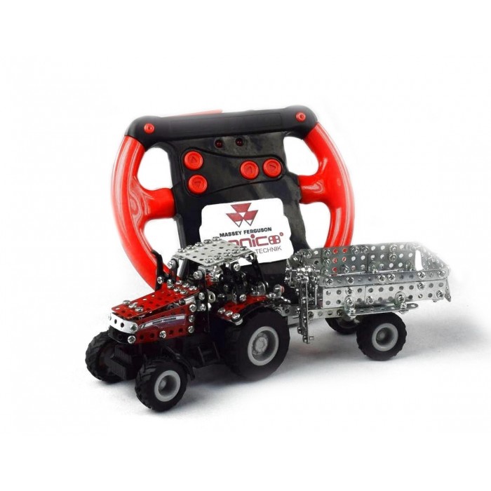 Tronico Micro Series - Massey Ferguson 7600 Tractor with Trailer - Infra Red Controlled - 544 Parts Metal Construction set T9541