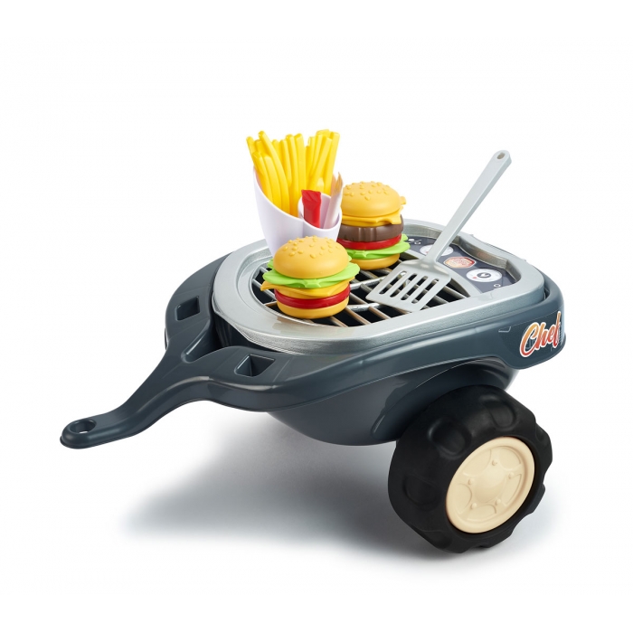 Falk Food Truck Ride-on and Push-along Vehicle Toy, with Barbecue Trailer and Chief cook accessories, +1 year FA707C