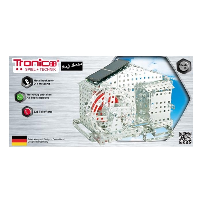 Tronico Profi Series - Water Mill with Solar Power Cell - 625 Parts Metal Construction set T10133