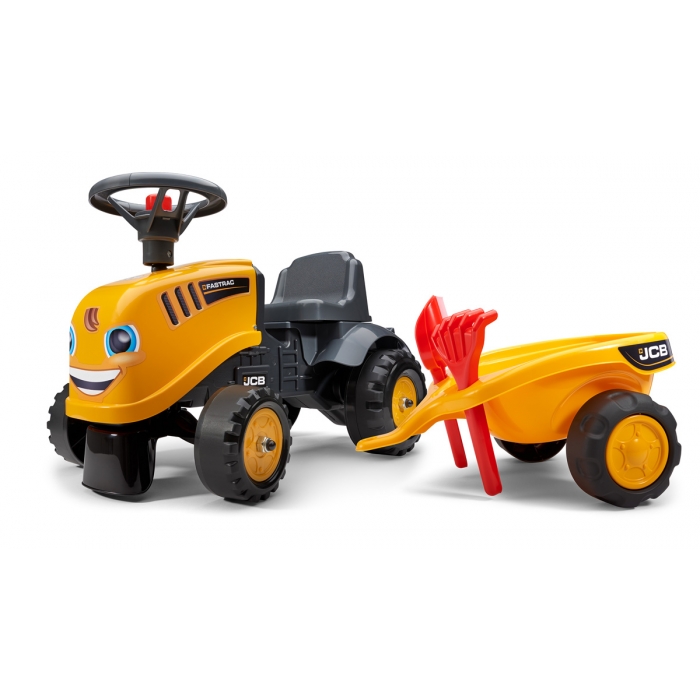 Falk JCB Tractor with Trailer, Rake and Shovel, 2 stickers set, Ride-on and Push-along +1.5 years FA297C