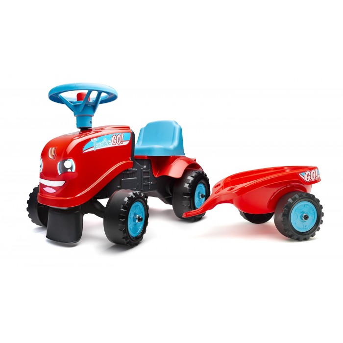Falk Go! Red Tractor with Trailer and 2 sets of stickers, Ride-on and Push-along +1.5 years FA200B