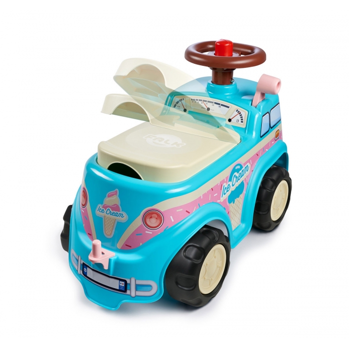Falk Ice Cream Truck Ride-on and Push-along Vehicle Toy with Accessories, +1.5 years FA708