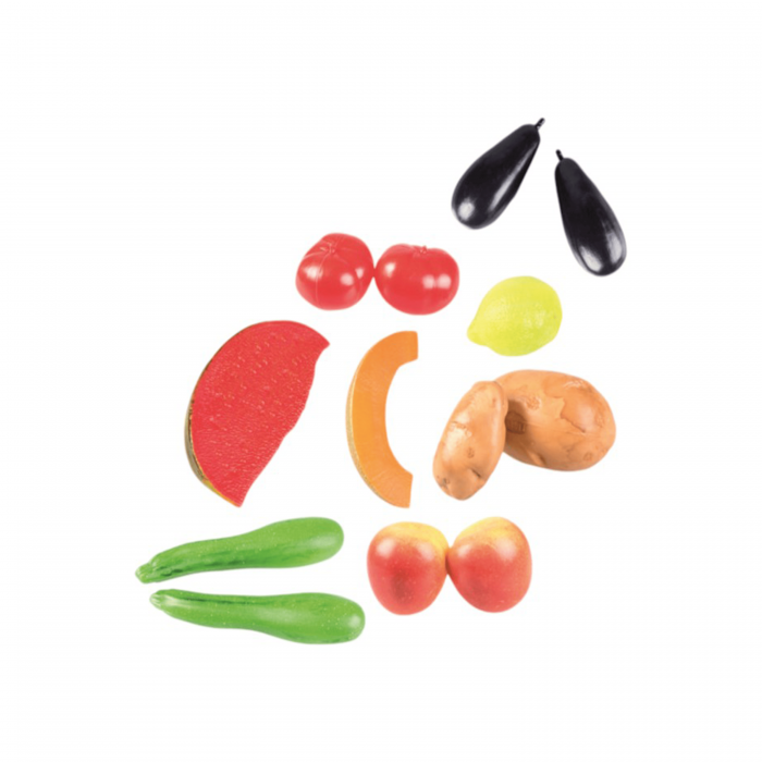 Summer Fruits & Vegetables Learning Play Food Set, 13-pieces Realistic Pretend Food Toys for Toddlers Ages 2+ LAP41046