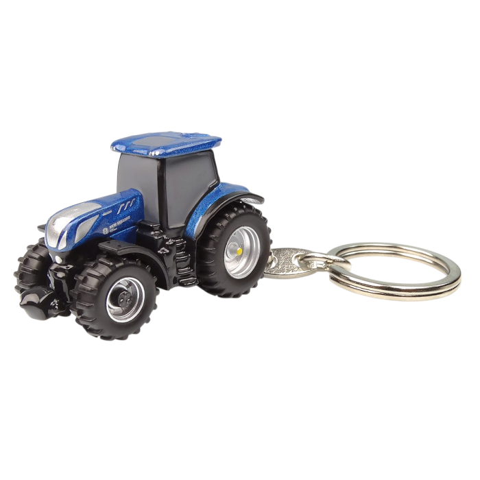 New Holland T7.300 Metal Tractor Keychain "Blue Power"
