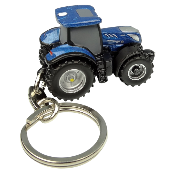 New Holland T7.300 Metal Tractor Keychain "Blue Power"