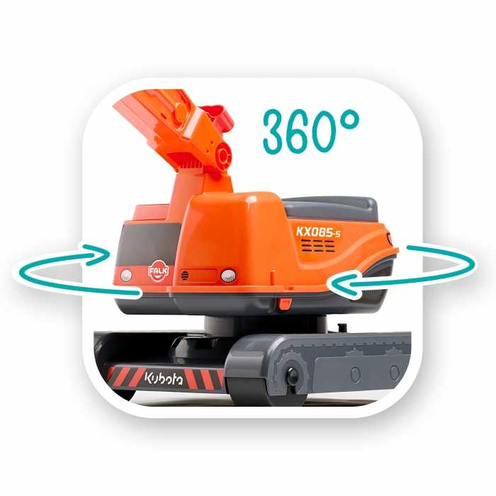 Ride-On Kubota KX080-4α2 Excavator with Helmet for Kids 3-7 Years