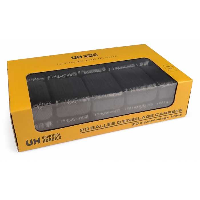 Universal Hobbies 1:32 Scale Pack of 20 Black Square Silage Bales UH6882