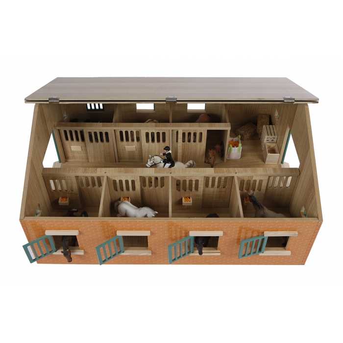 Kids Globe 1:24 Scale Wooden Horse Stable Toy with 7 Stalls KG610595