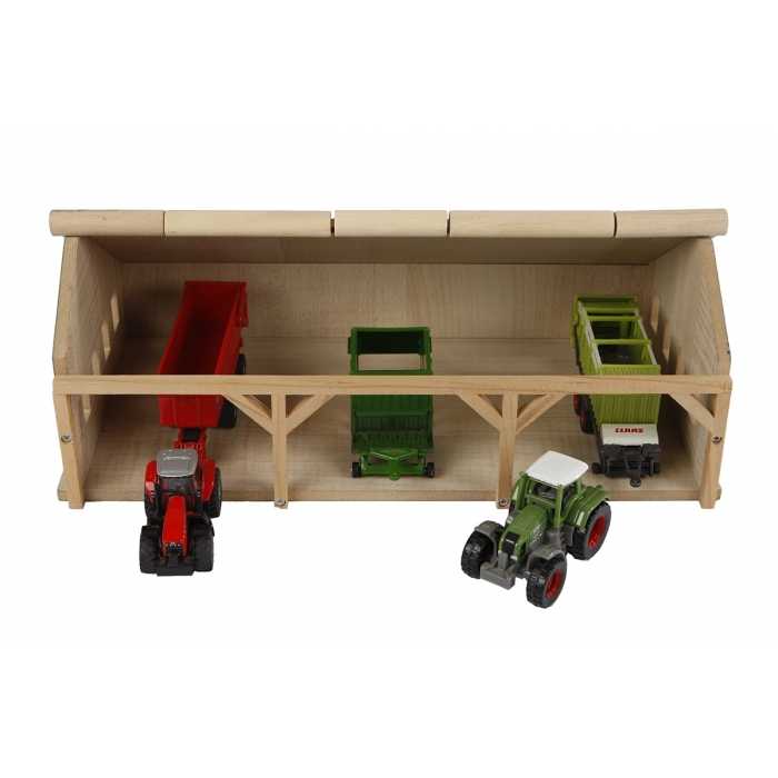 Kids Globe 1:87 Scale Wooden Farm Shed Toy for 3 Tractors KG610491